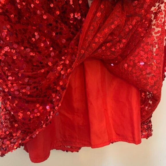 Girls Red Sequin Dress Size 6/7 Holiday Special Occasion Christmas - Picture 3 of 5